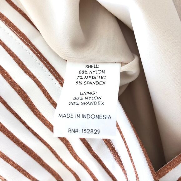 Tularosa Tasya Mini Dress in Bronze Stripe Halter Cut Out Metallic - Picture 6 of 7